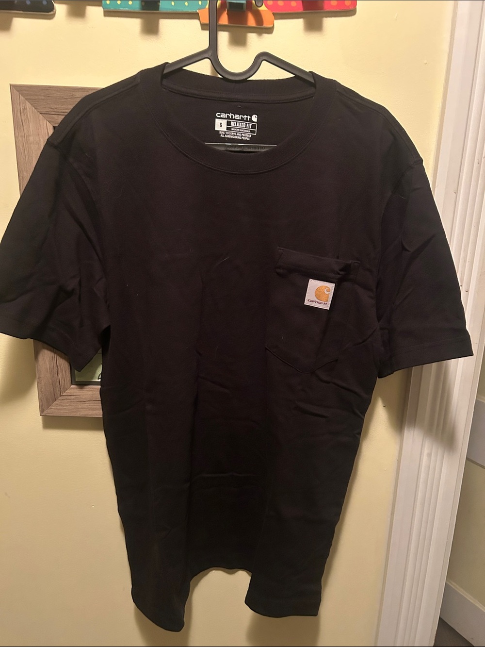 Carhartt Black Short-Sleeve Pocket Tee with Logo Patch